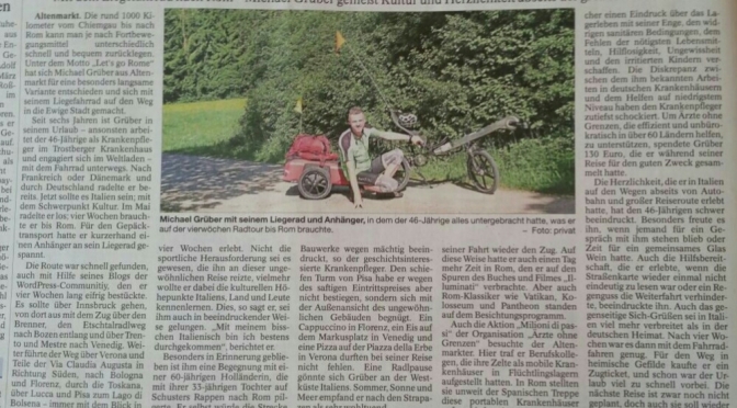 The trip in the local newspaper 